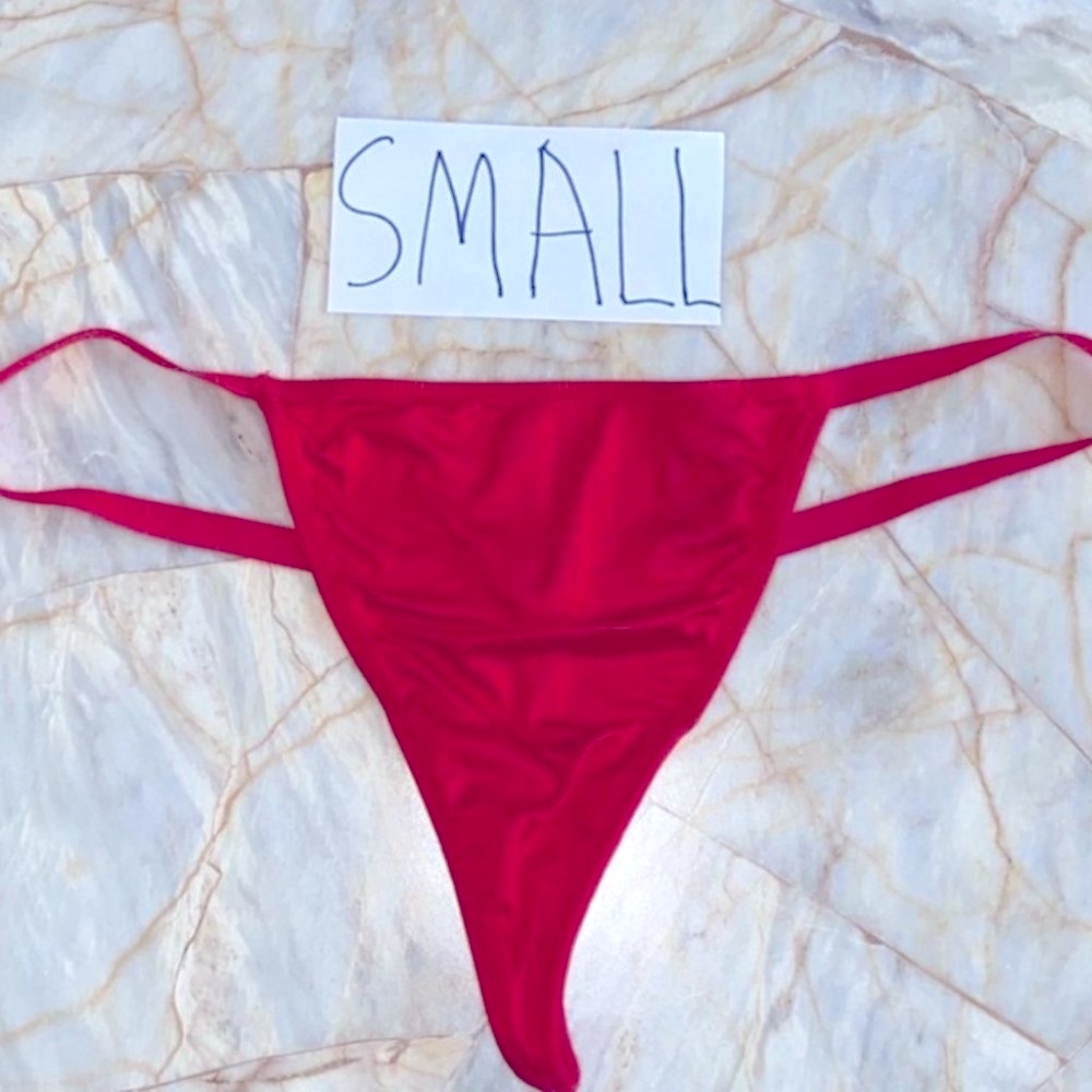 V-String Very Sexy Thong‎ Panty Satin Red Side Rings